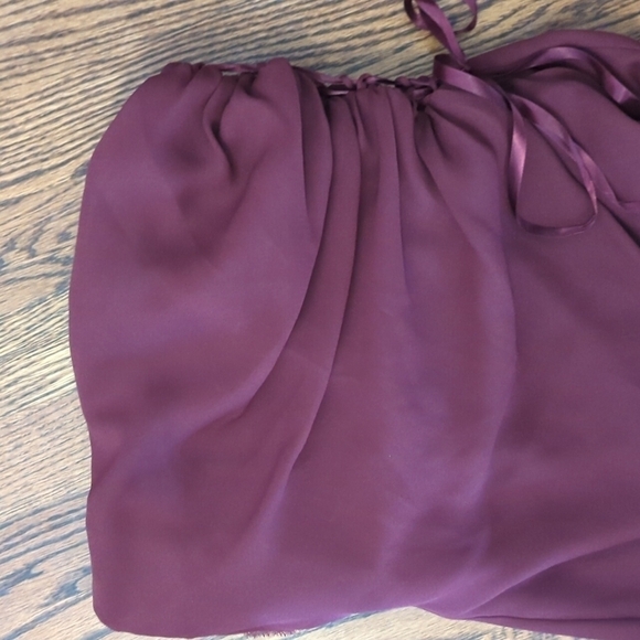 Purple Wine strapless maxi sweeping flowey bridesmaid Prom gown Gossip Girl sz 2 - Picture 3 of 11